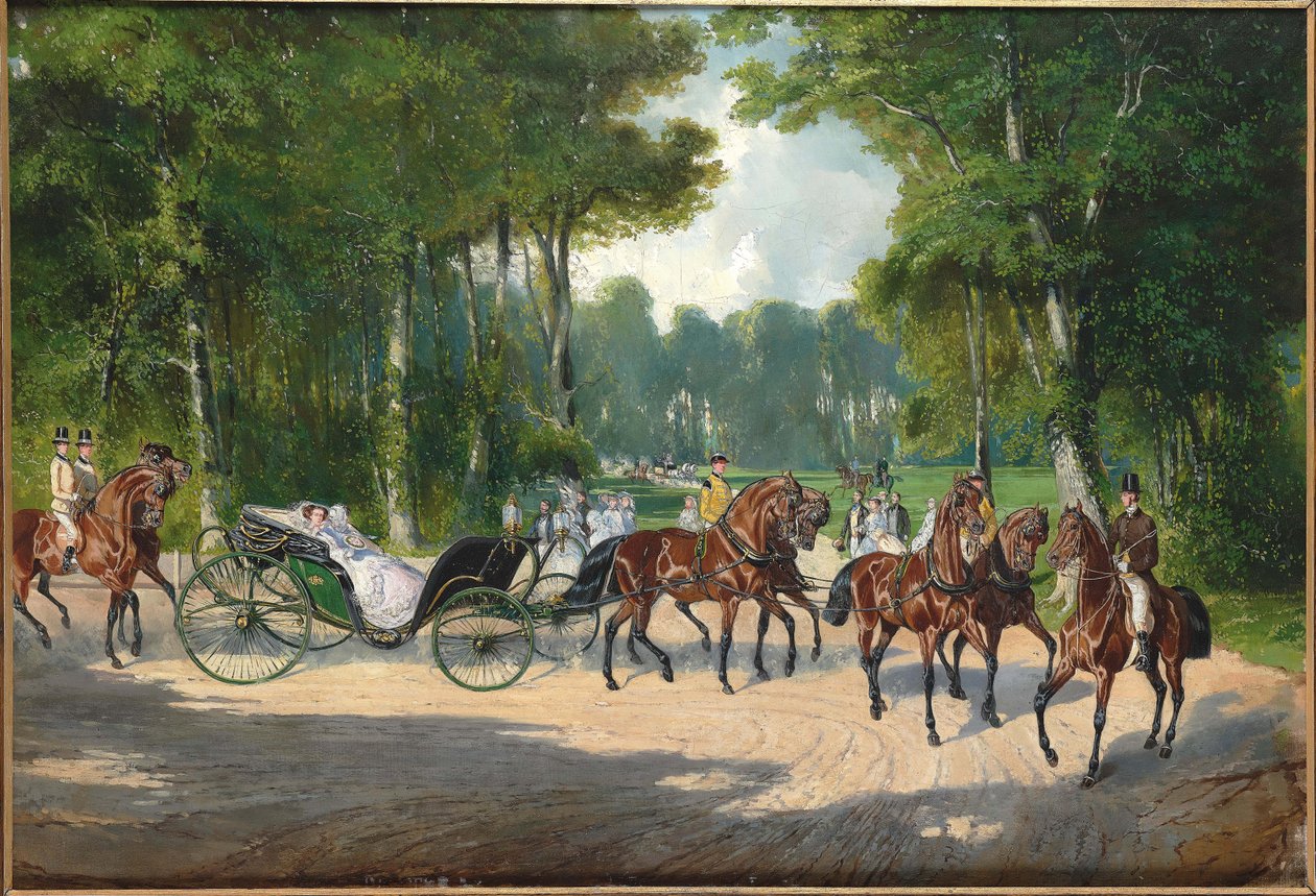 Kejserinde Elisabeth i en vogn i Wiens Prater, ca 1860. af Unbekannt