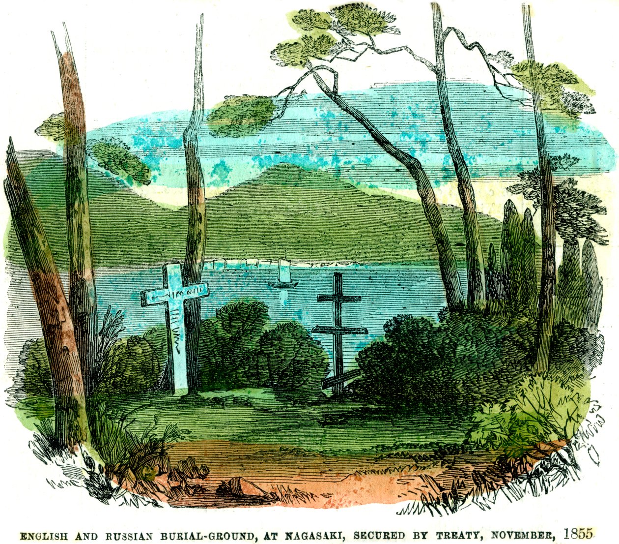 Engelsk og russisk gravplads i Nagasaki, sikret ved traktat, november 1855, 1856 af Unbekannt
