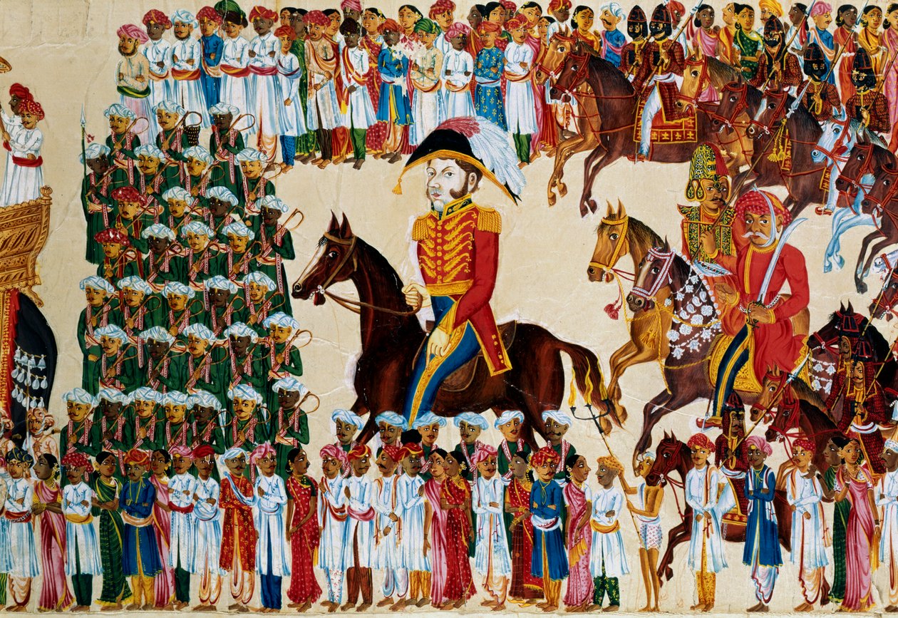 Engelsk grandee af East India Company rider i en indisk procession, 1825-1830 af Unbekannt