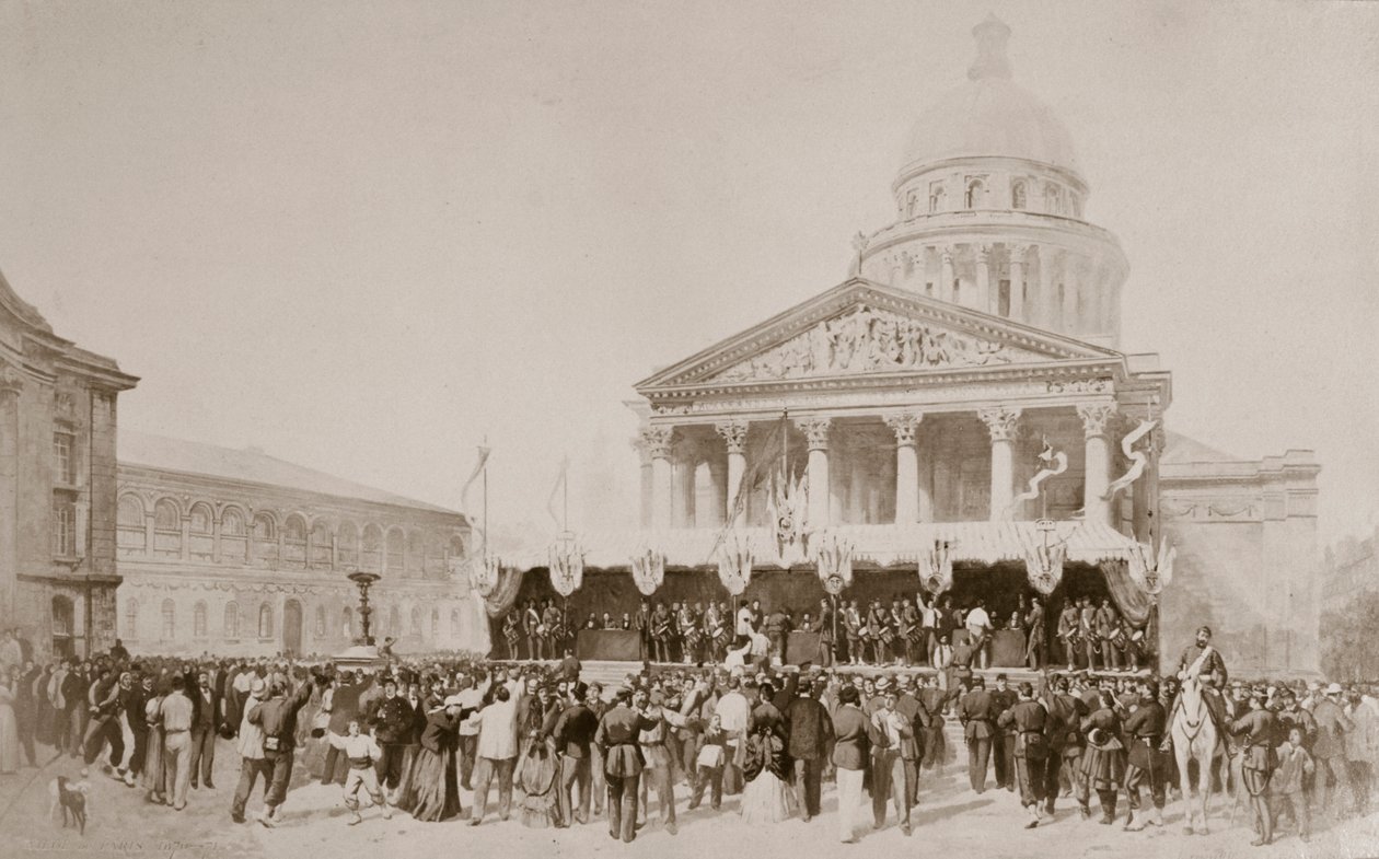 Indrullering af frivillige til Nationalgarden, Place du Pantheon, Paris, 1870-1871 af Unbekannt