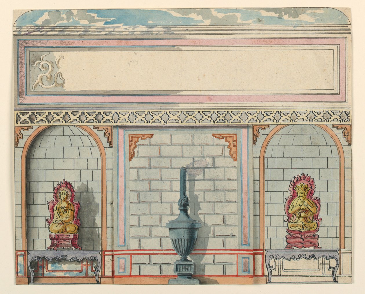 Entré, østmur, Royal Pavilion, Brighton, før 1802 af Unbekannt