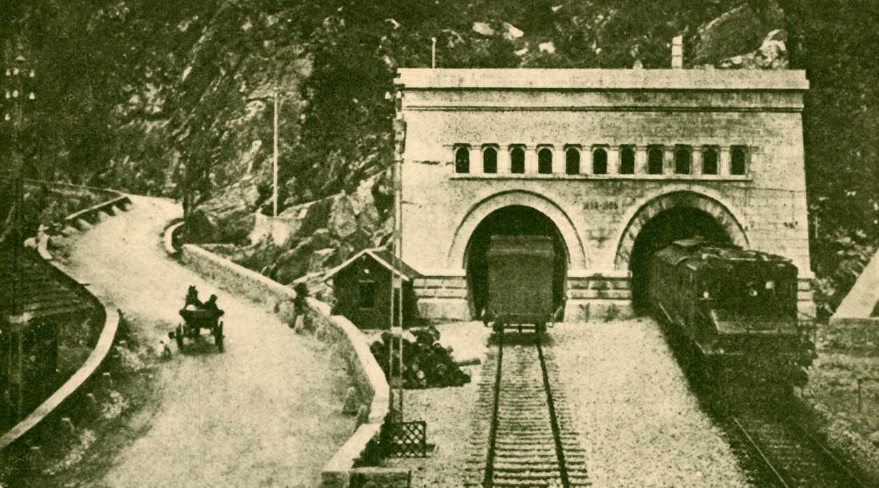 Indgangen til Simplon Tunnel 12 12 Miles Long, der forbinder Schweiz og Italien, c1930. af Unbekannt
