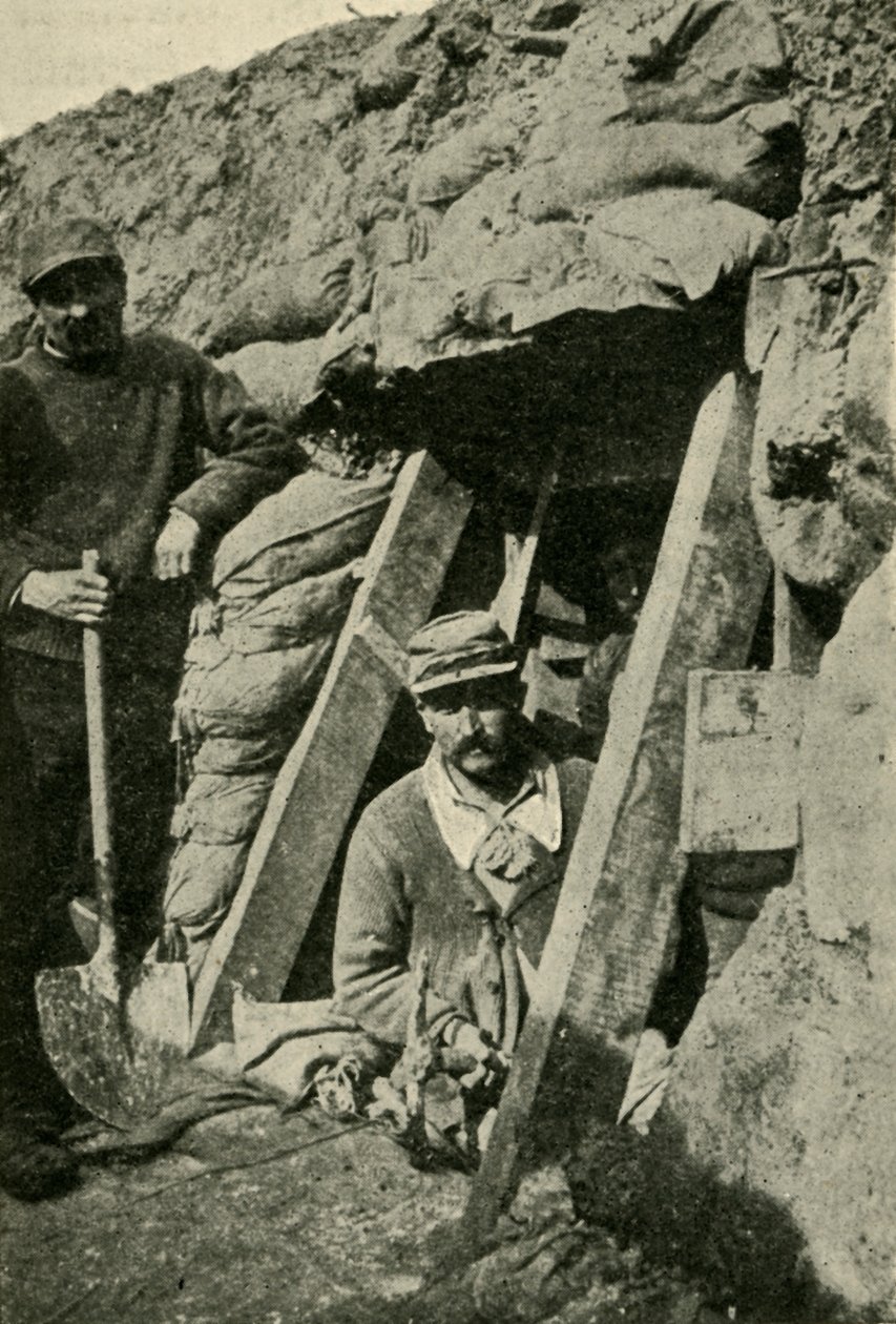 Indgang til en Sap langs den franske front, Første Verdenskrig, 1915, c1920. af Unbekannt