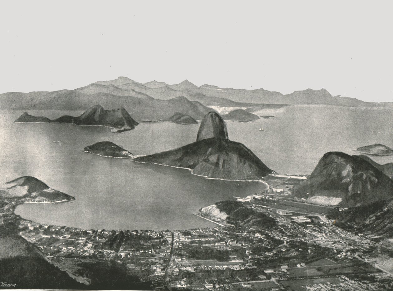 Indgang til bugten fra toppen af Corcovado, Rio de Janeiro, Brasilien, 1895. af Unbekannt