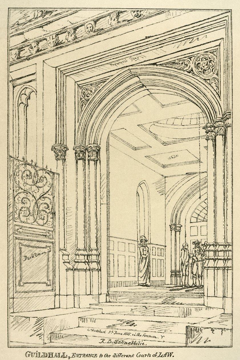 Adgang til de forskellige domstole, Guildhall, London, juni 1815 1886 af Unbekannt
