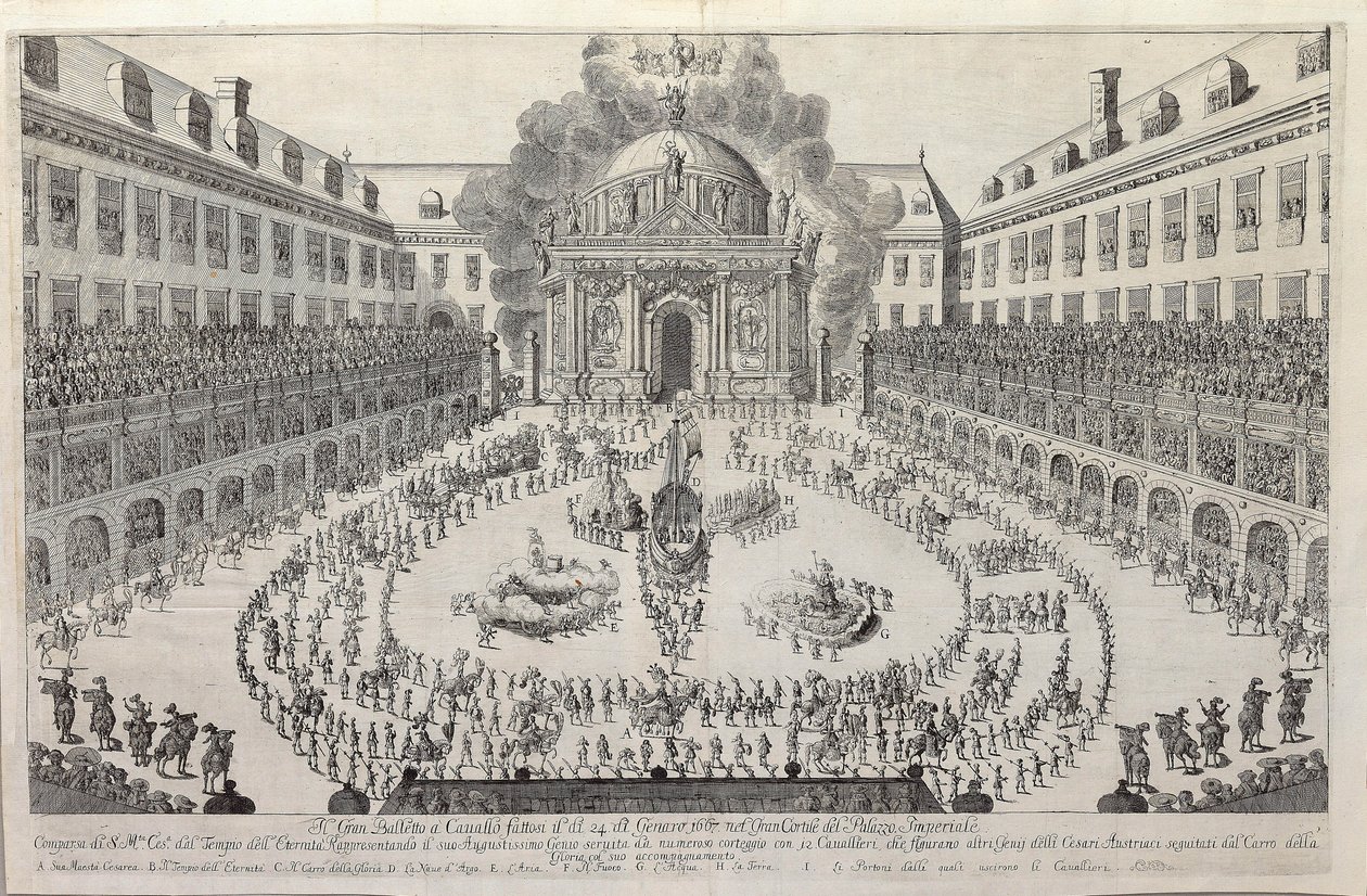 Rideballet i gården til Wiener Hofburg, 1667. af Unbekannt