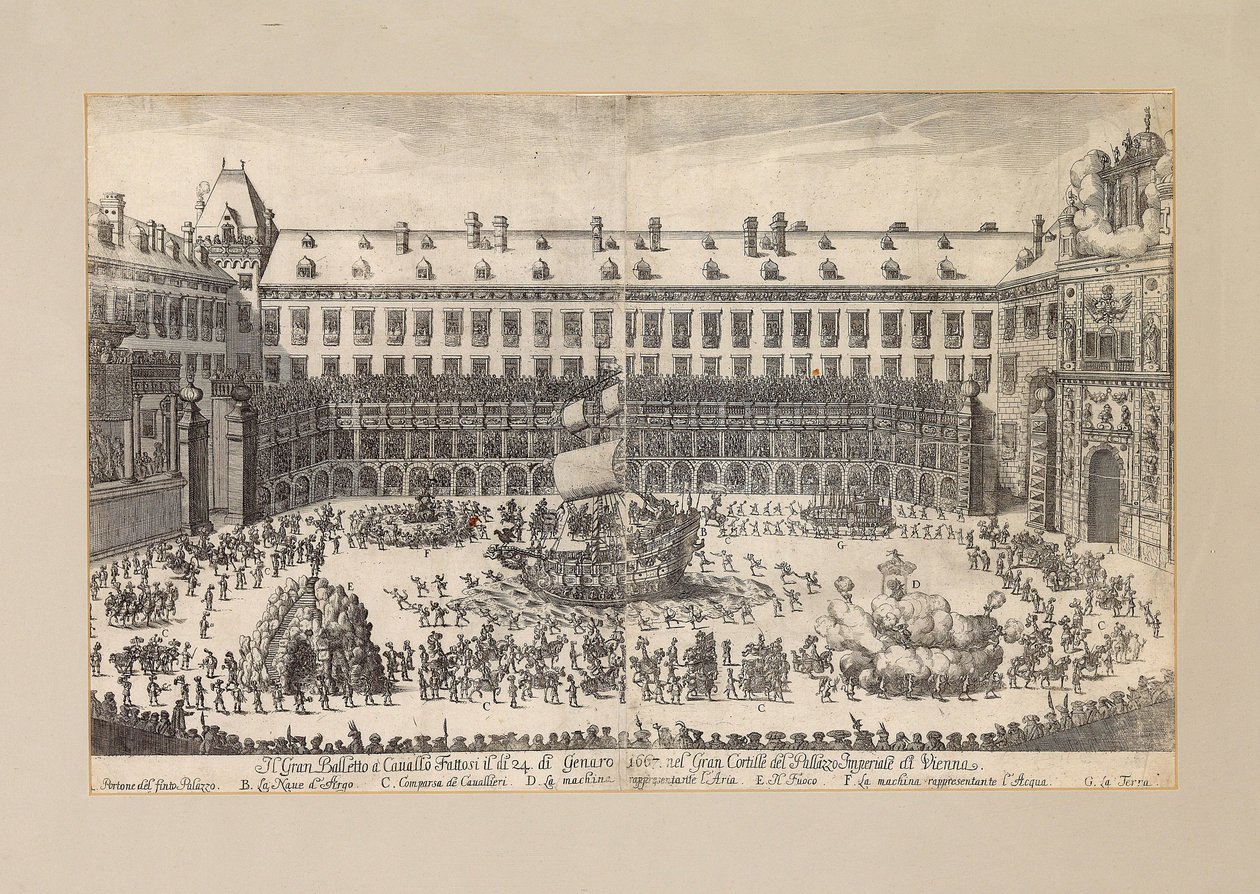 Rideballet i gården til Wiener Hofburg ..., 1667. af Unbekannt
