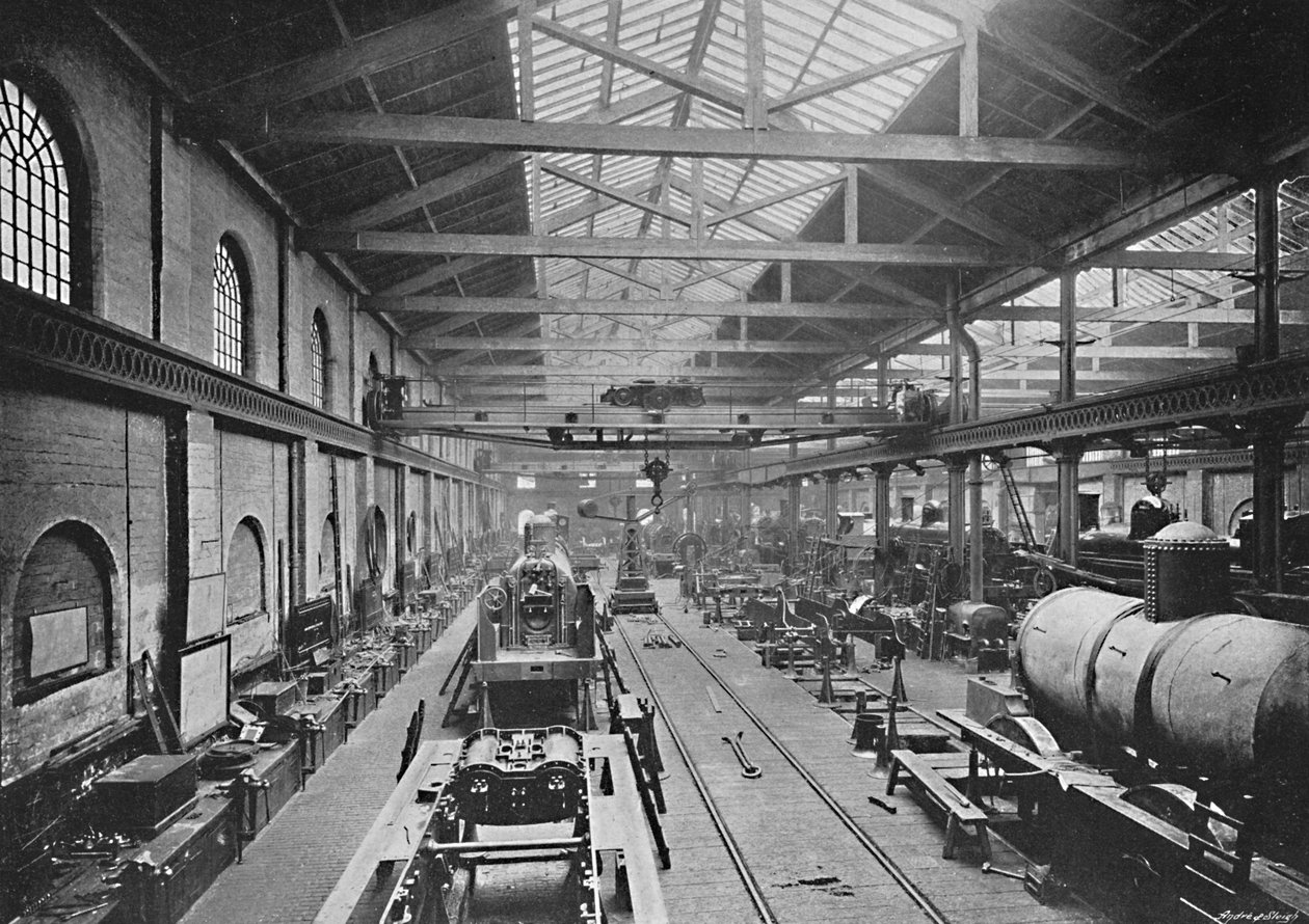 Erecting Shop, London and North-Western Railway Works, Crewe, c1896 af Unbekannt