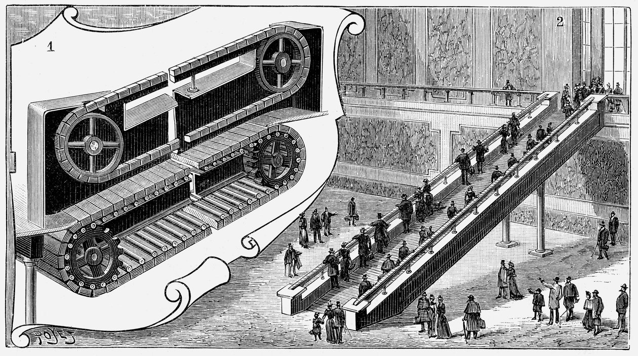 Rulletrappe ved Pennsylvania Railroad Companies Cortlandt Street Station, New York, 1893 af Unbekannt