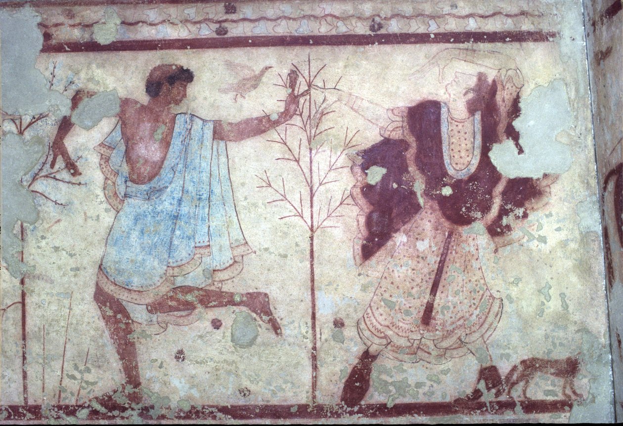 Etruskisk, Triclinio-graven, banketscene, 470 f.Kr. Tarquinia, Italien. af Unbekannt