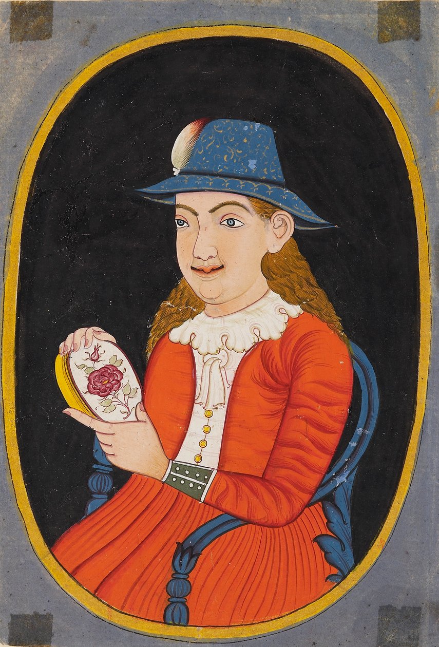 Europæisk, sandsynligvis hollandsk, kvinde med en emaljeret æske, 1700-1800-tallet af Unbekannt