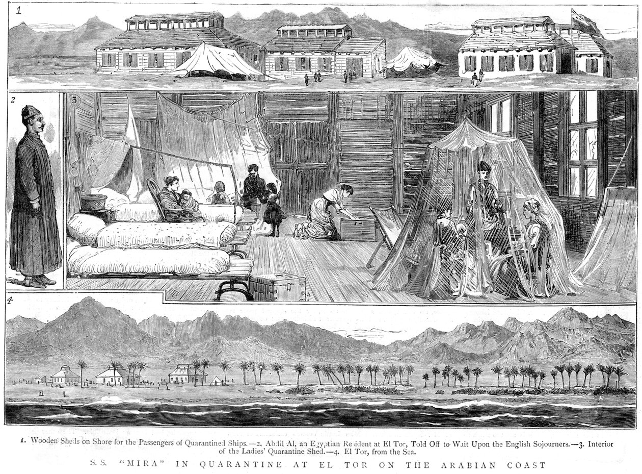Europæere i en koppe-karantænelejr ved El Tor, Nordafrika, 1884 af Unbekannt