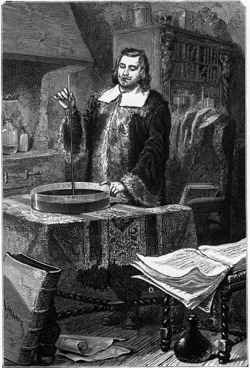 Evangelista Torricelli, italiensk fysiker, opfinder kviksølvbarometeret, 1643 1873 af Unbekannt