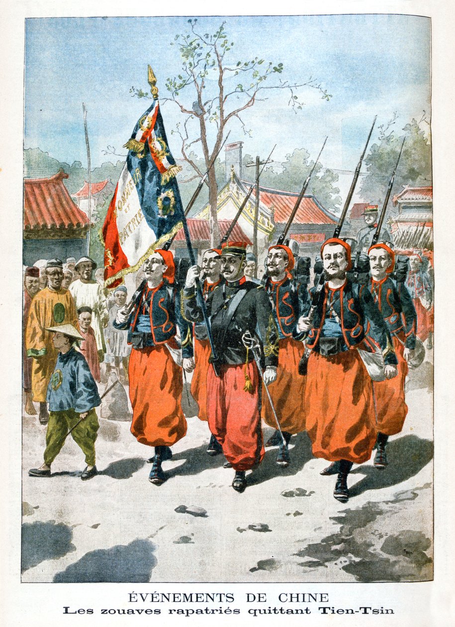 Begivenheder i Kina, franske tropper afgår fra Tien-Tsin, 1901 af Unbekannt