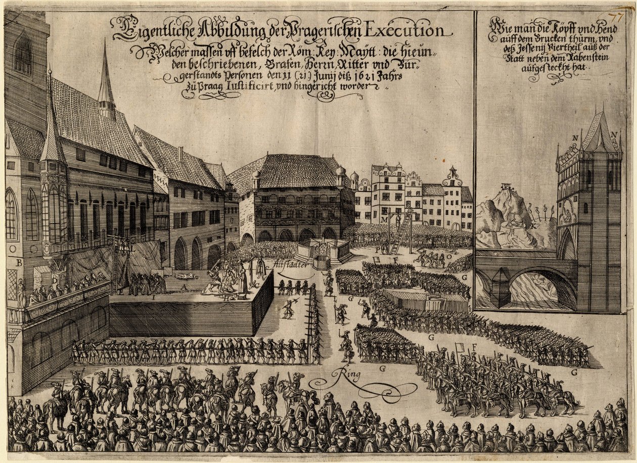 Henrettelse af 27 protestantiske ledere på den gamle byplads i Prag den 21. juni 1621, 1621 af Unbekannt