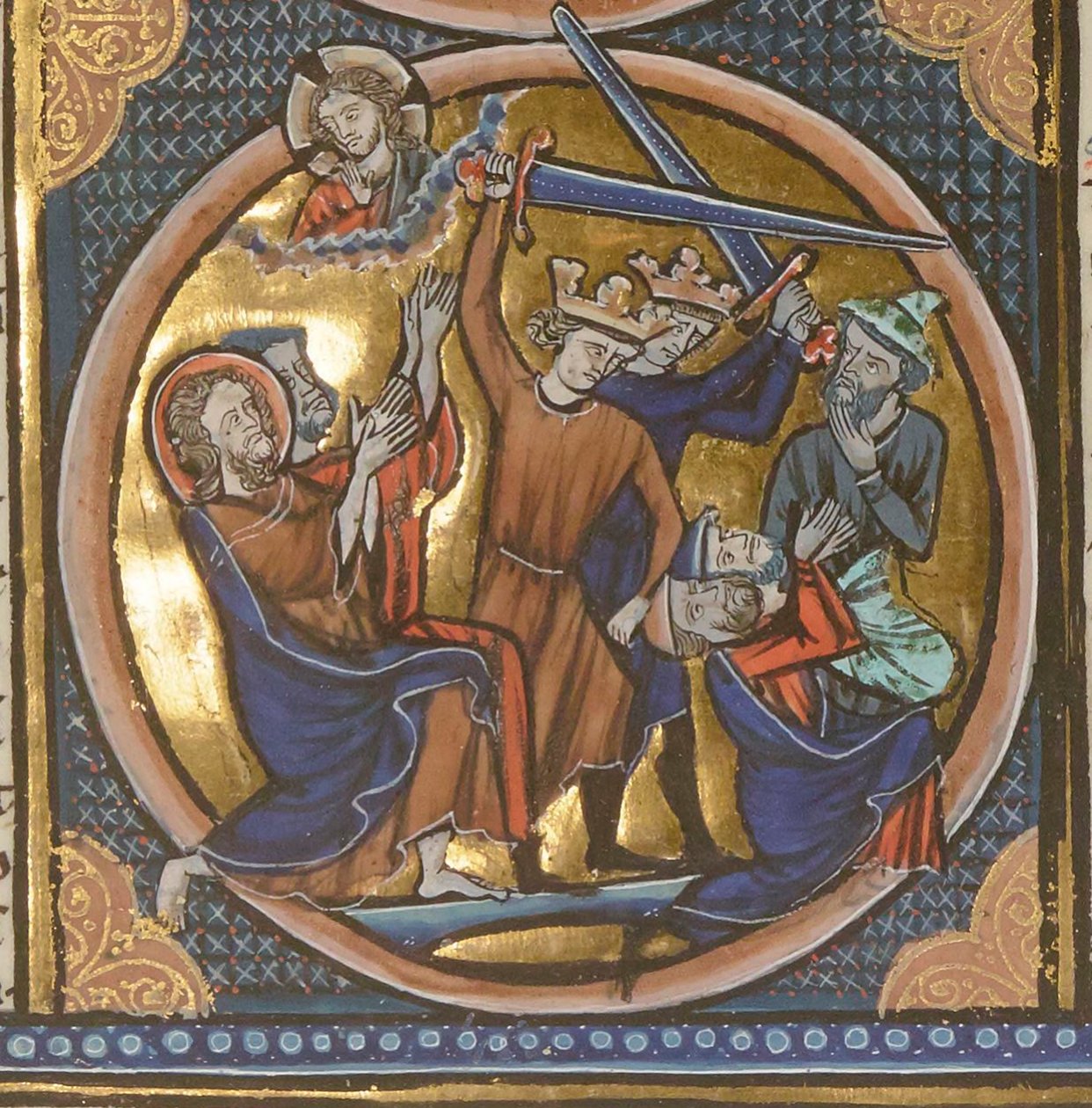 Henrettelse af jøder. Miniature fra bibelske emblemer, ca 1220-1230. af Unbekannt