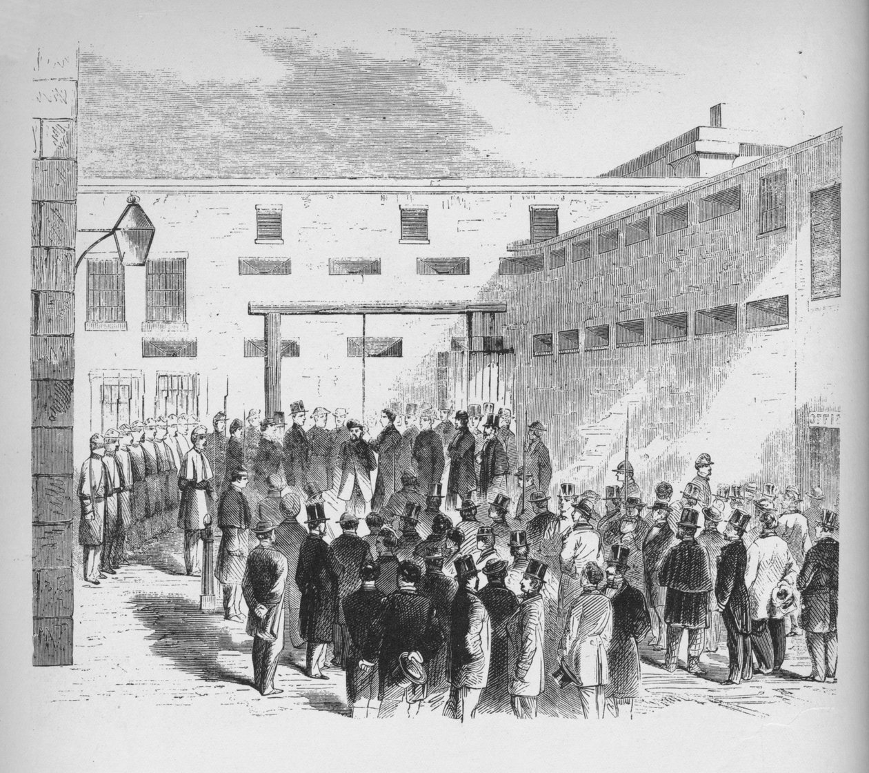 Henrettelse af slavehandler Nathaniel Gordon i Tombs-fængslet i New York, 1862, 1938 af Unbekannt