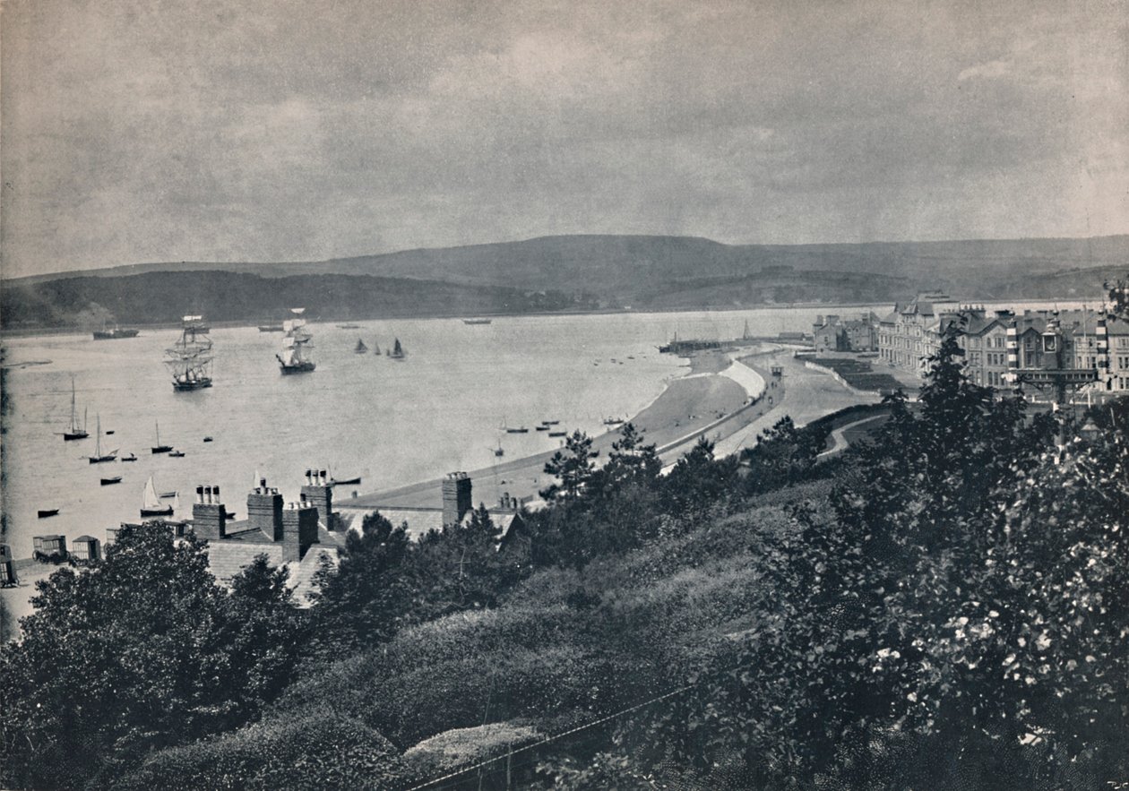 Exmouth - Udsigt der viser stranden og den modsatte kyst, 1895 af Unbekannt