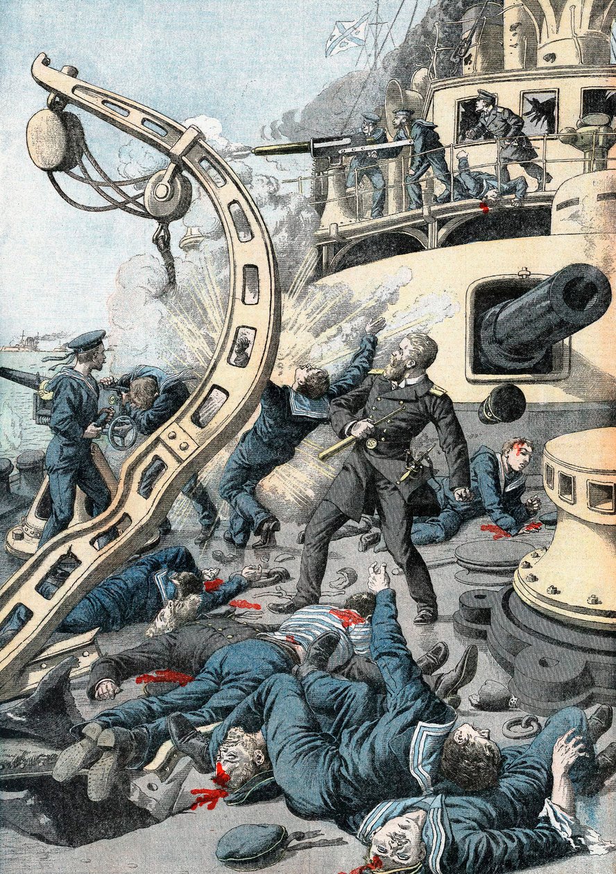 Eksplosion på et russisk krigsskib, Russisk-japansk krig, 1904-5 af Unbekannt