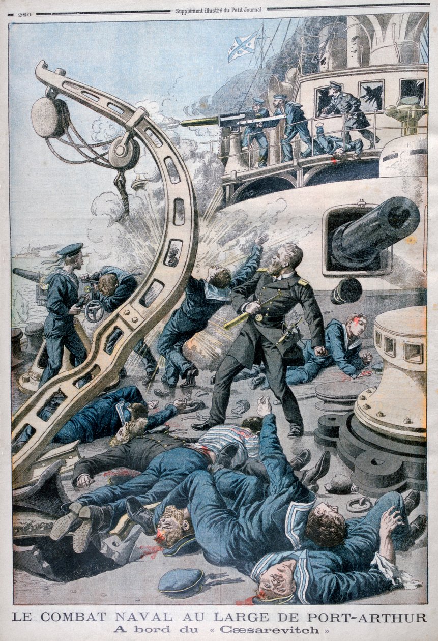 Eksplosion om bord på det russiske slagskib Tsesarevich, Slaget ved Det Gule Hav, 10. august 1904 af Unbekannt