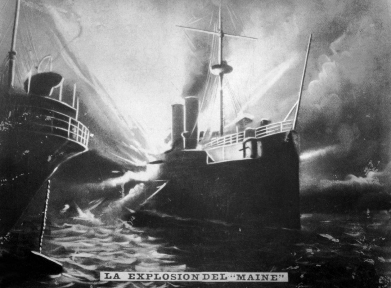 Eksplosion på SS Maine, 1898, c1910 af Unbekannt