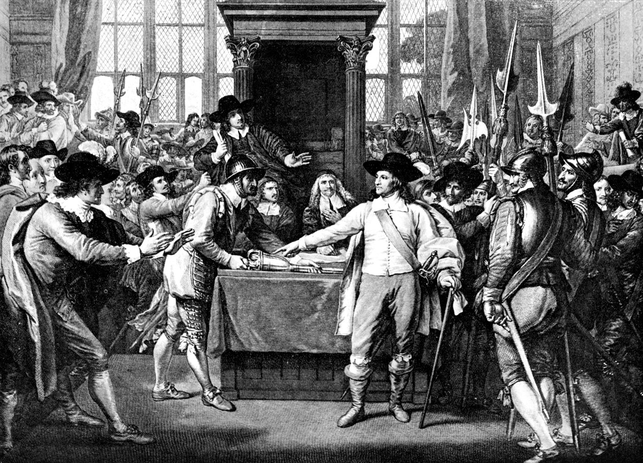 Udvisning af medlemmer af Cromwell, 1653, 1700-tallet af Unbekannt