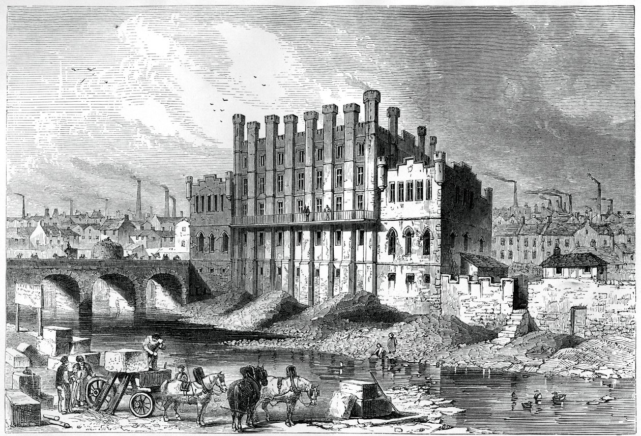 Udvendigt billede af Castle-slibemøllen i Sheffield, 1886 af Unbekannt