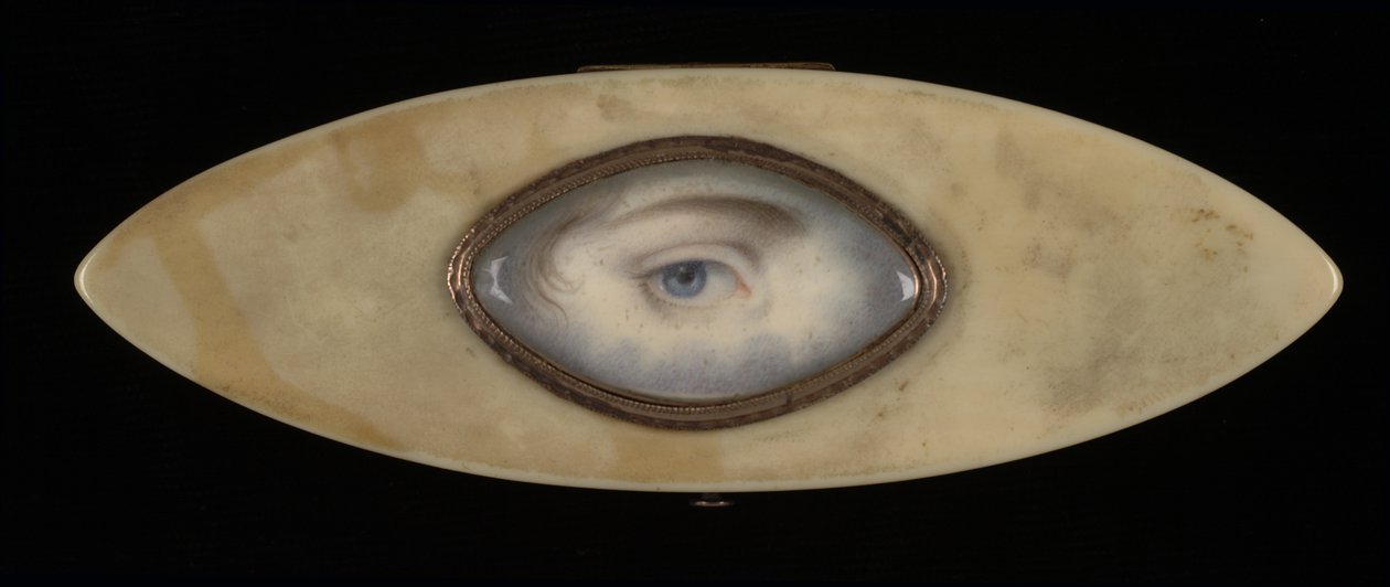 Øjenminiature på en elliptisk elfenbensæske, ca. 1800. af Unbekannt