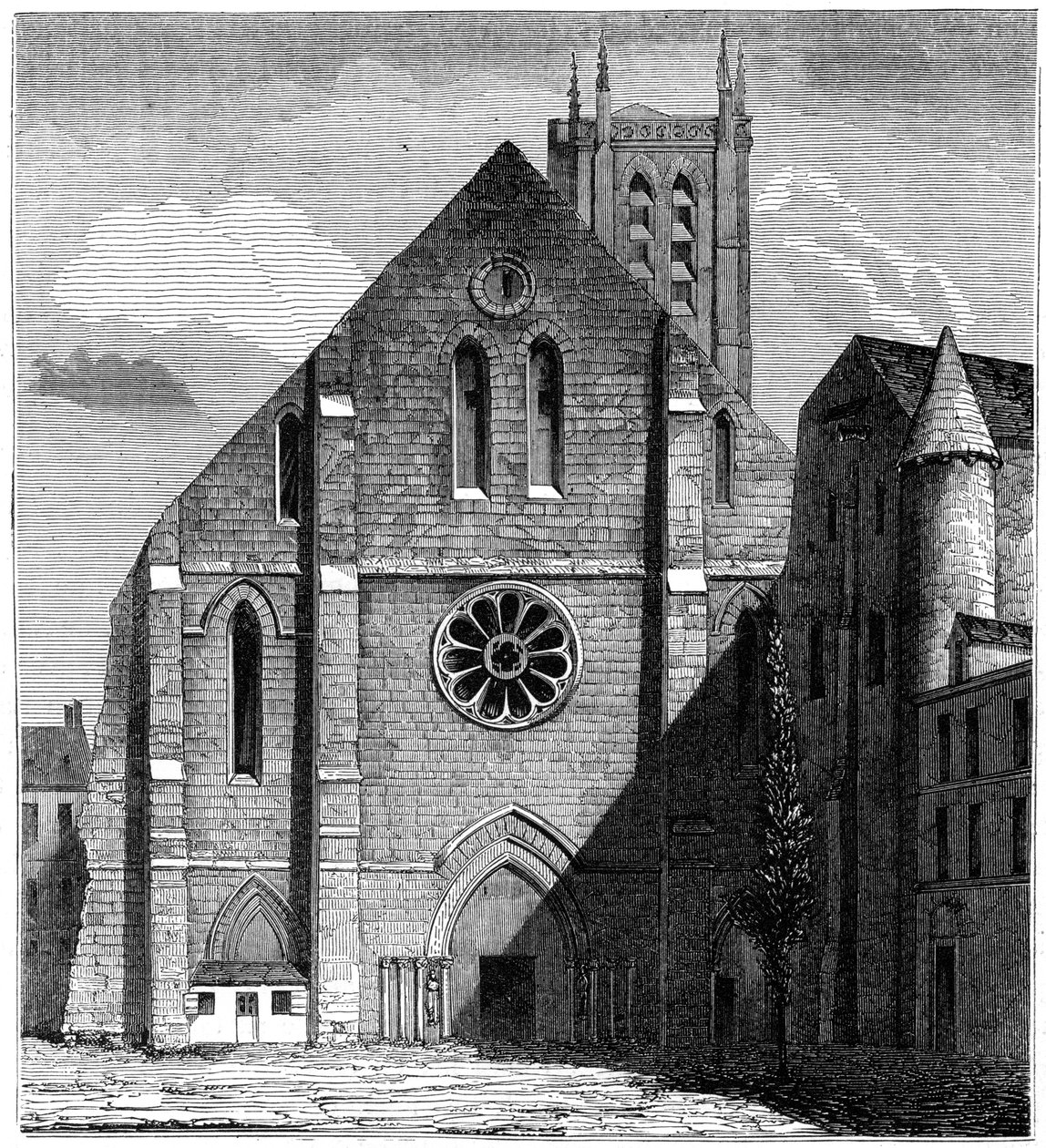 Facade af den antikke kirke i Sainte-Geneviève-klosteret, Paris, Frankrig, 1849 af Unbekannt