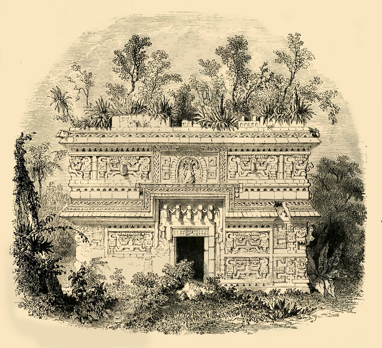 Facade af Native Palace i Yucatan, 1890. af Unbekannt