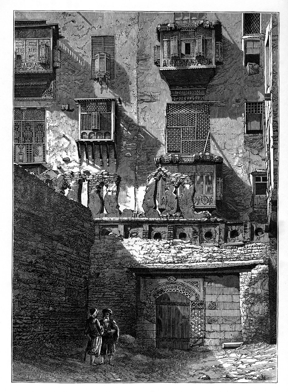 Facade af et hus i den gamle del af Kairo, Egypten, c1890 af Unbekannt