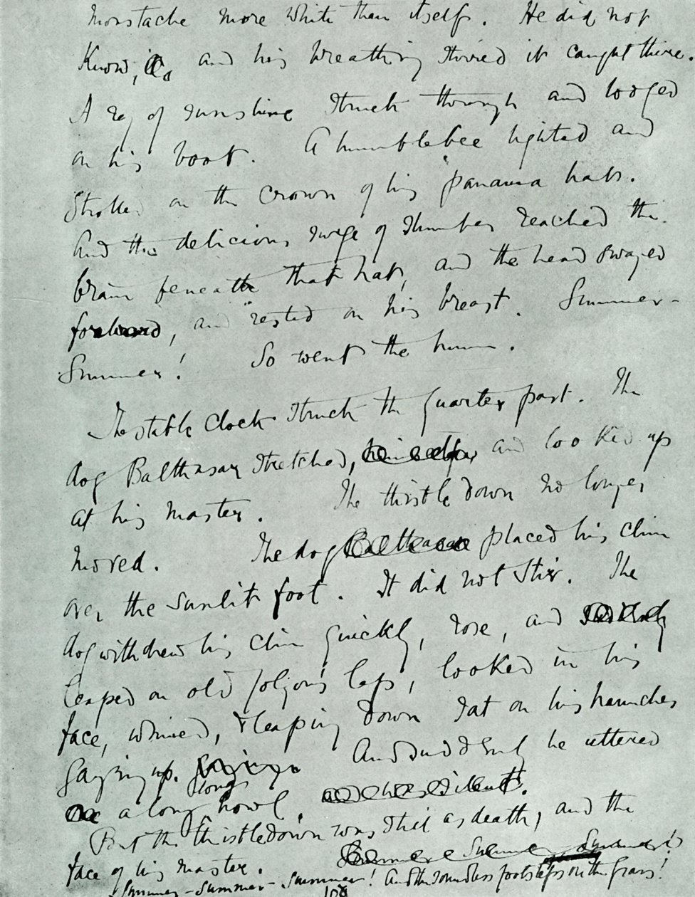 Faksimileside af MS for Indian Summer of a Forsyte, af John Galsworthy, 1918, 1928. af Unbekannt