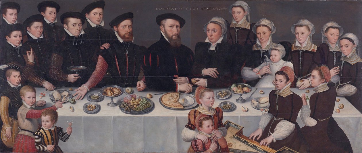 Familieportræt af Pierre de Moucheron, købmand i Middelburg og Antwerpen, hans kone Isabeau de Ge af Unbekannt