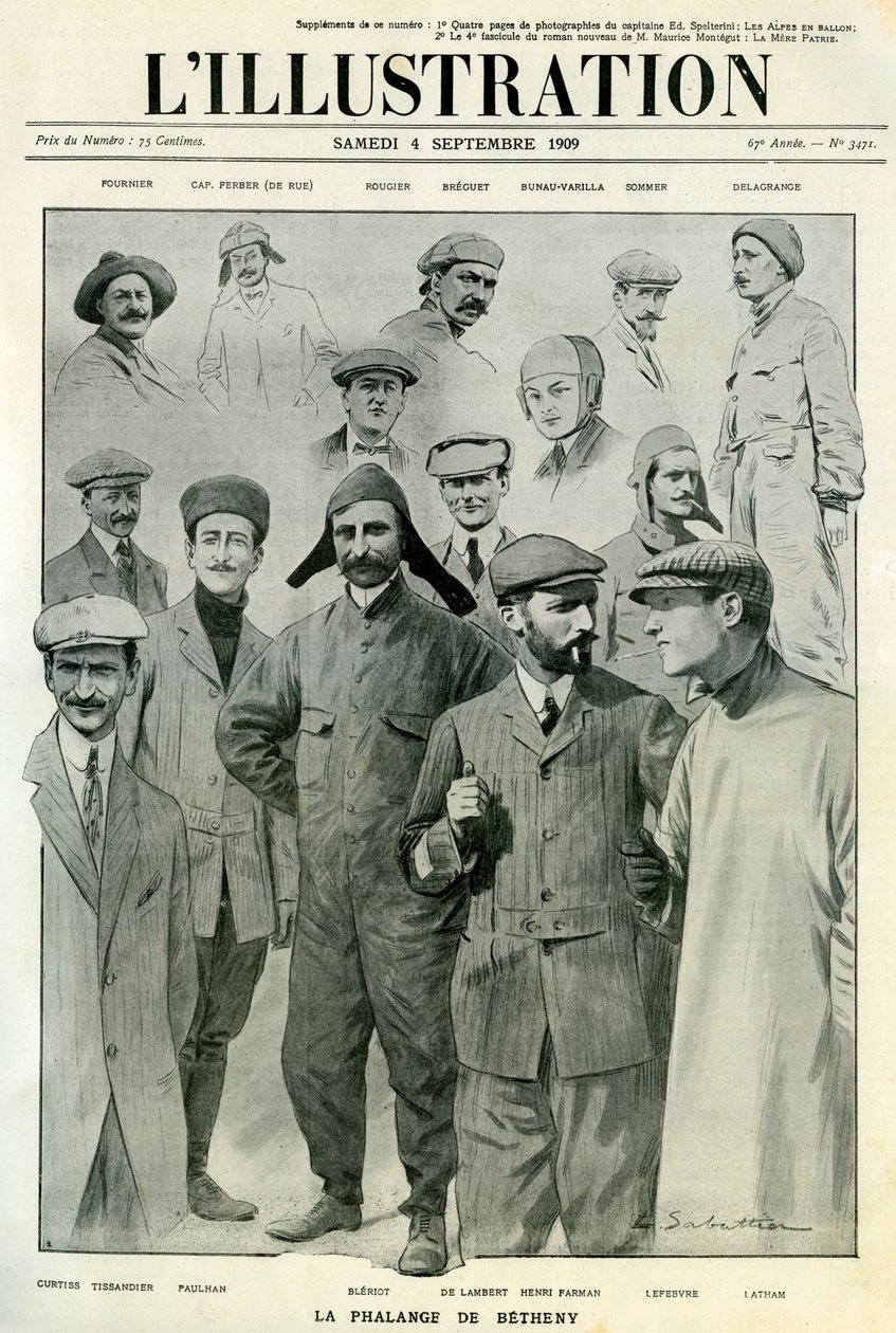 Berømte flyvere, cover af LIllustration, 4. september 1909 af Unbekannt