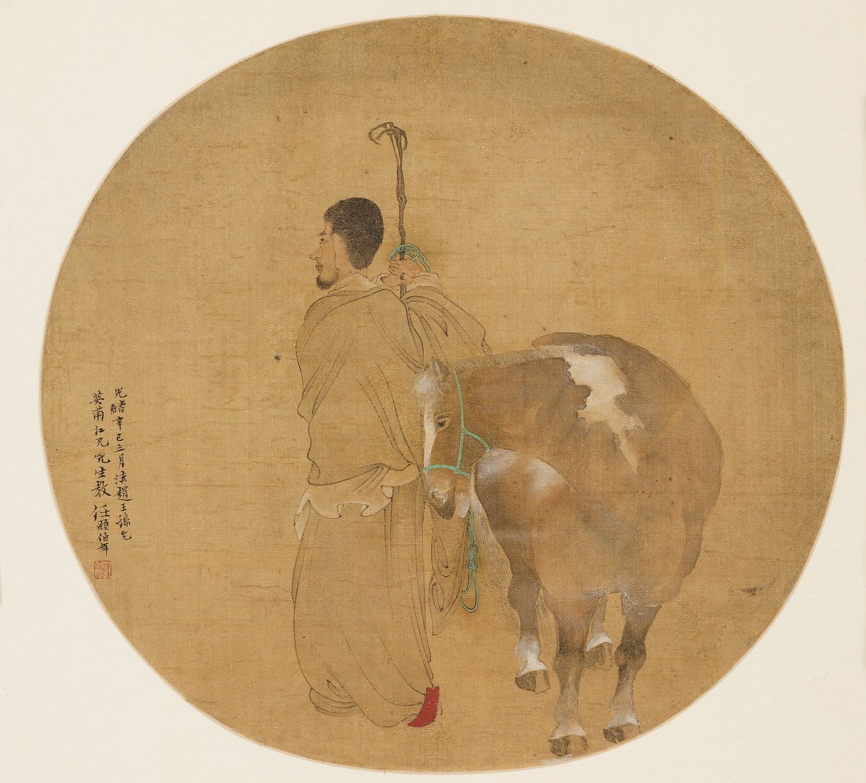 Viftemaleri - Hest og Brudgom, 1800-tallet 1801-1900 af Unbekannt