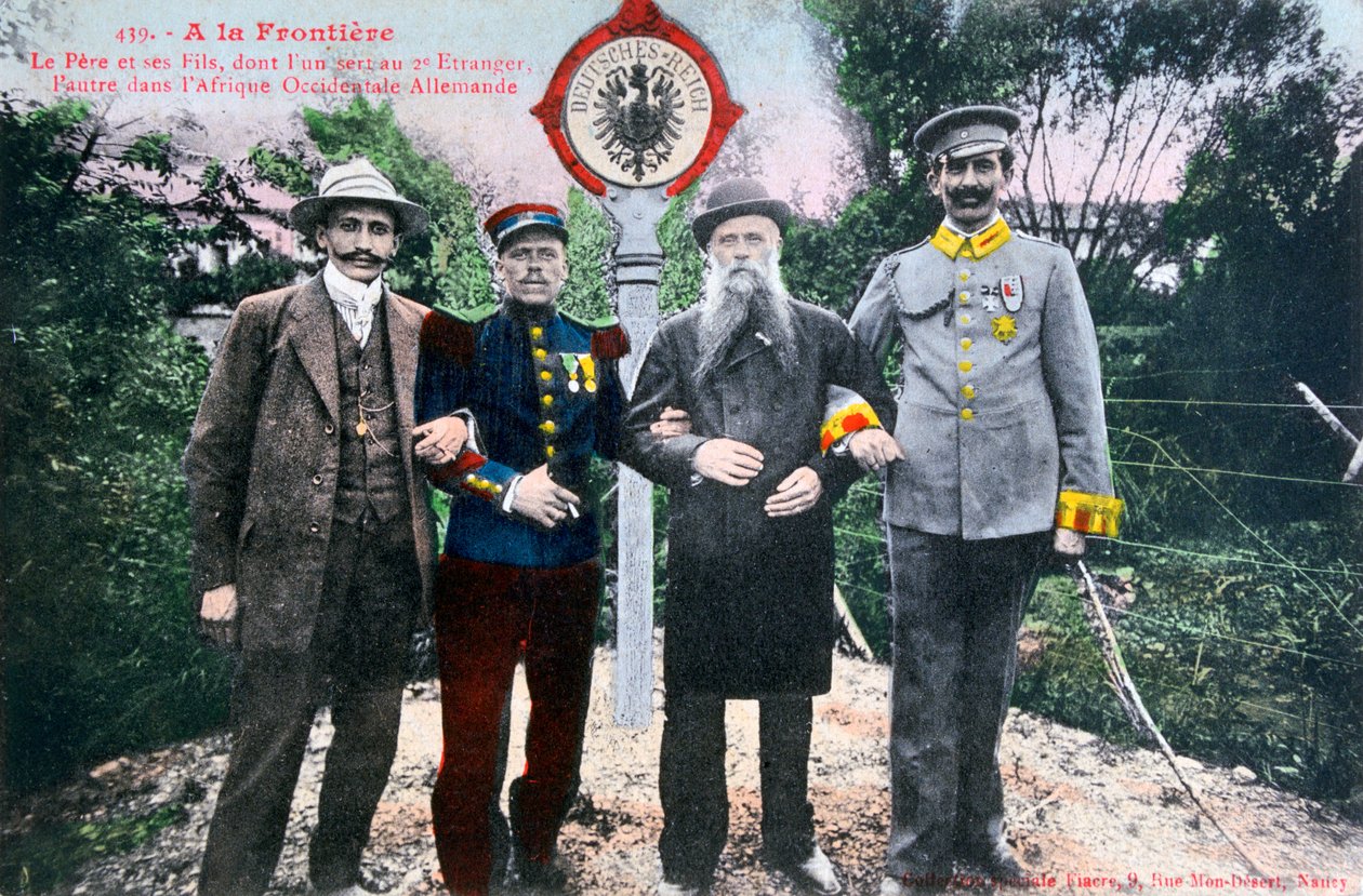 Far og hans sønner ved den franske tyske grænse, det 20. århundrede af Unbekannt