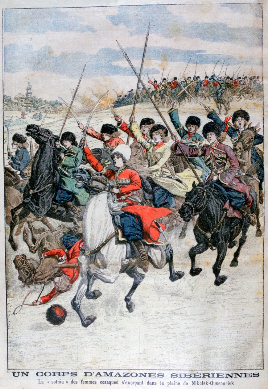Kvindelige sibiriske kosak-kavalerikorps, russisk-japanske krig, 1904 af Unbekannt