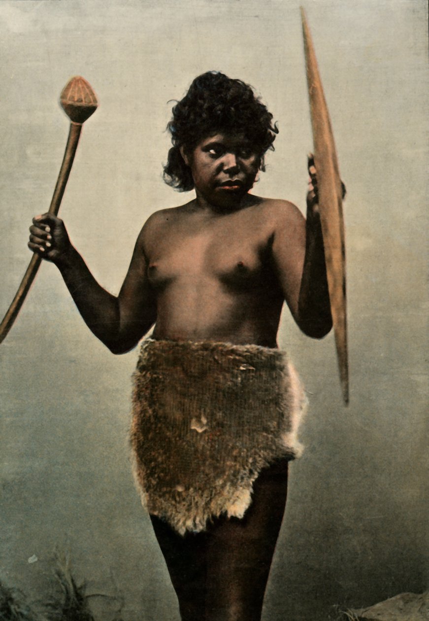 Australsk kvinde med ansvar for hendes mands våben, australsk kvinde med ægtemænds våben, 1900. af Unbekannt