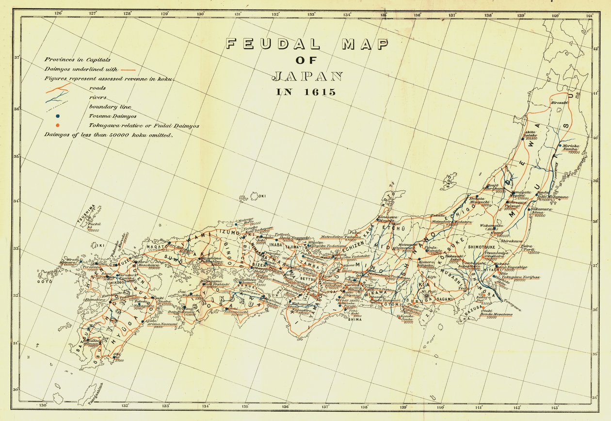 Feudalt kort over Japan i 1615, 1903. af Unbekannt