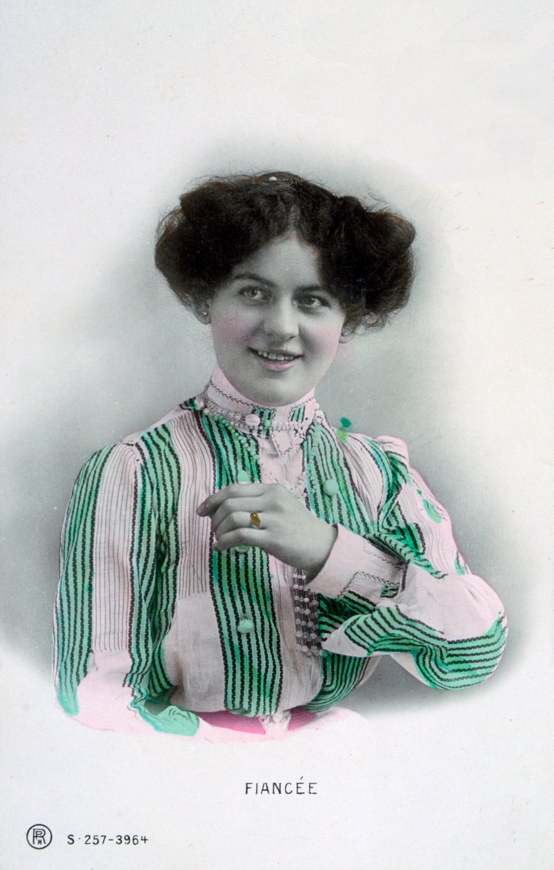 Forlovede, vintage fransk postkort, c1900 af Unbekannt