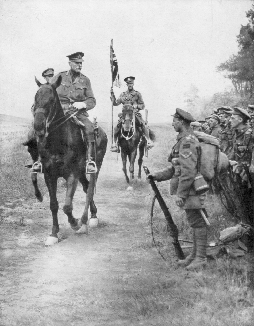 Feltmarskal Douglas Haig gennemgår canadiske tropper, Drocourt-Queant, 31. august 1918, 1926 af Unbekannt