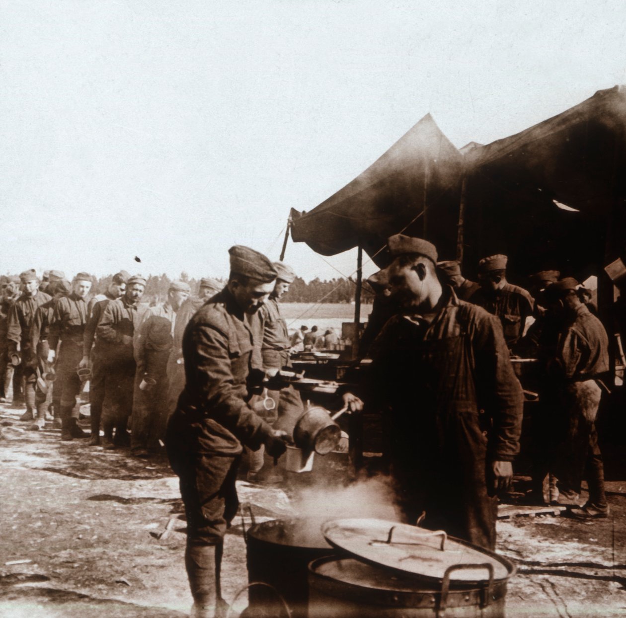 Feltkøkken i amerikansk lejr, Melette, Frankrig, c1914-c1918. af Unbekannt