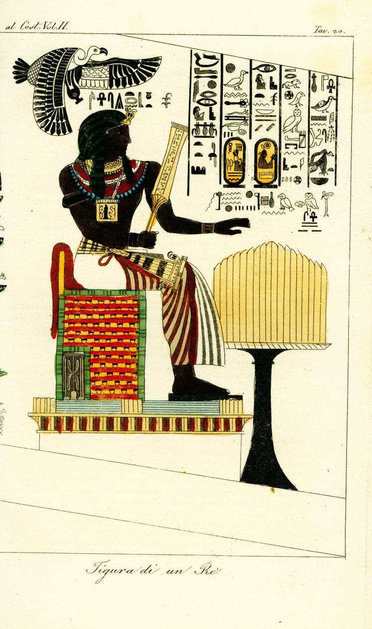 Figur af en egyptisk konge eller farao fra en grav i Theben opdaget af Giovanni Battista Belzoni af Unbekannt