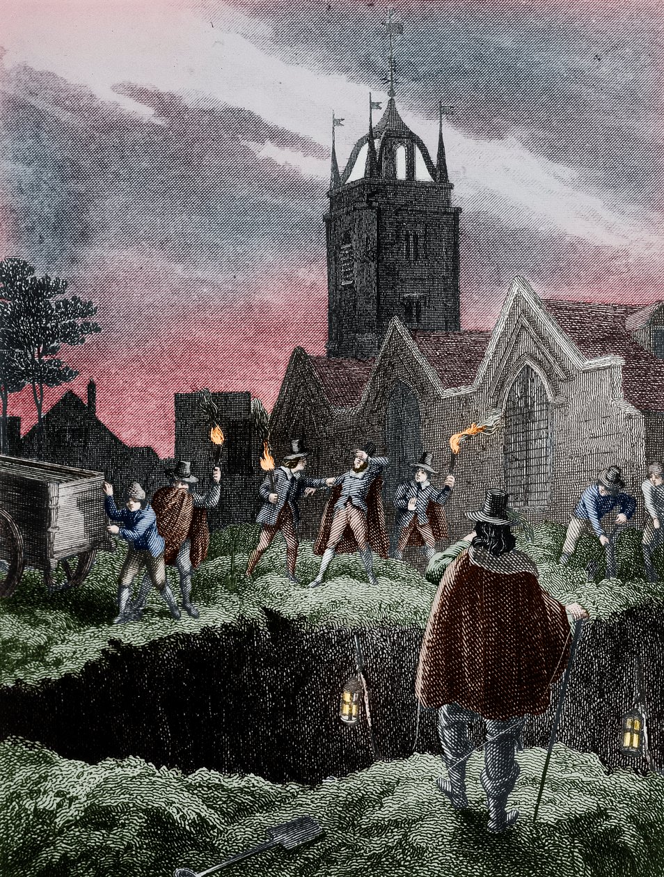 Fylde en massegrav om natten under pesten i London, c1665 af Unbekannt