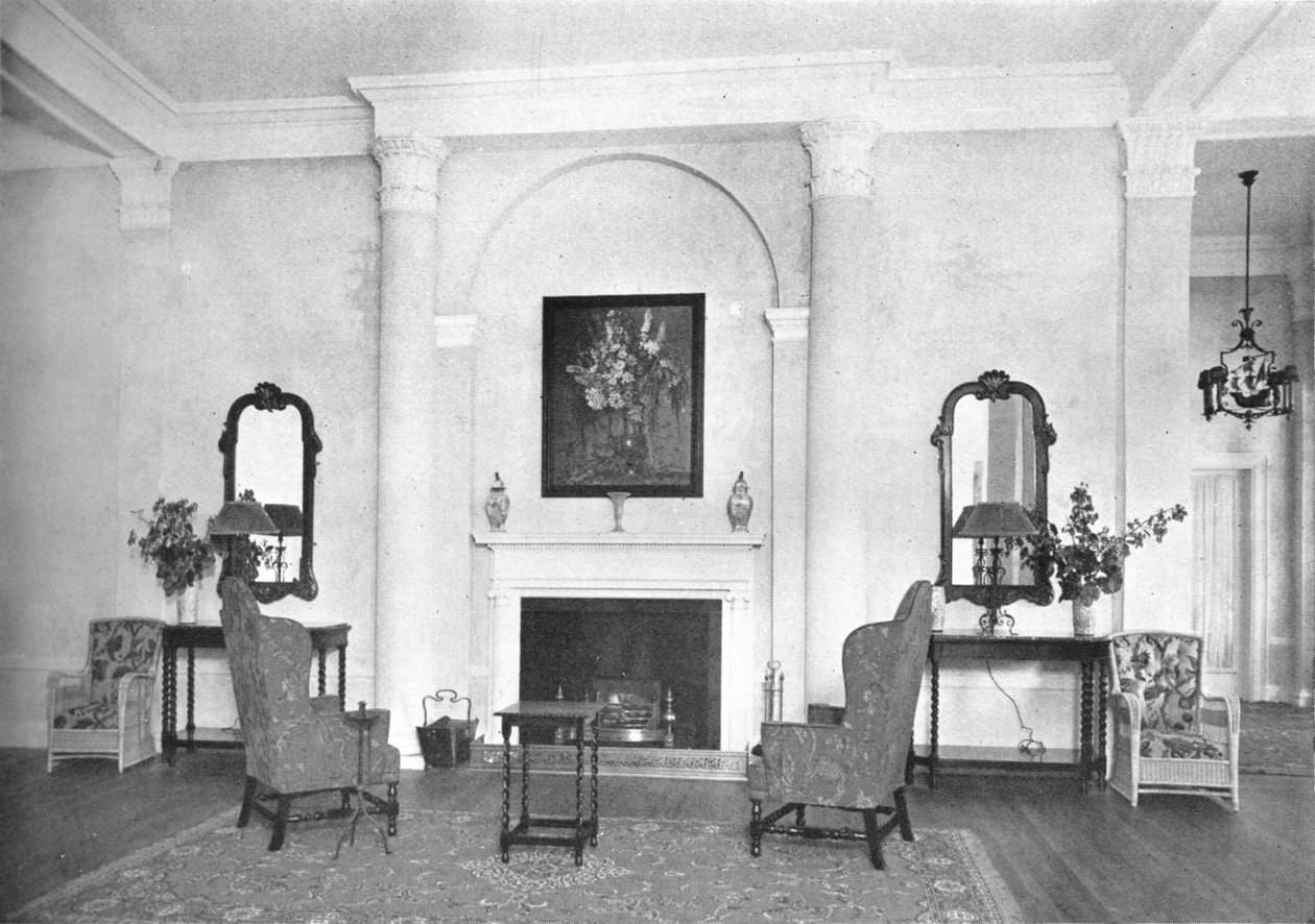 Pejs for enden af loungen, Hotel Royal Bermudiana, Hamilton, Bermuda, 1924 af Unbekannt