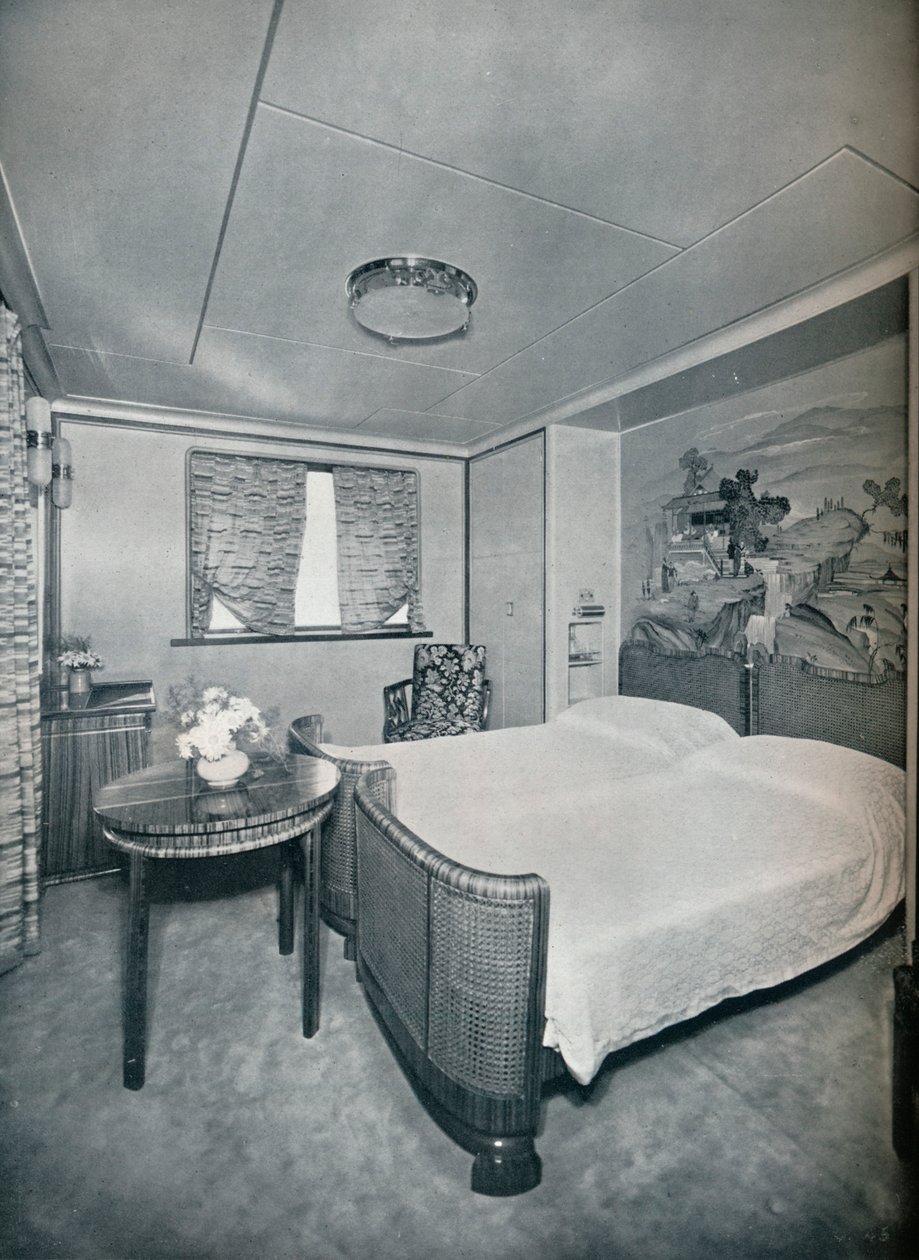 First Class Cabin de Luxe ombord på Victoria, 1931 af Unbekannt
