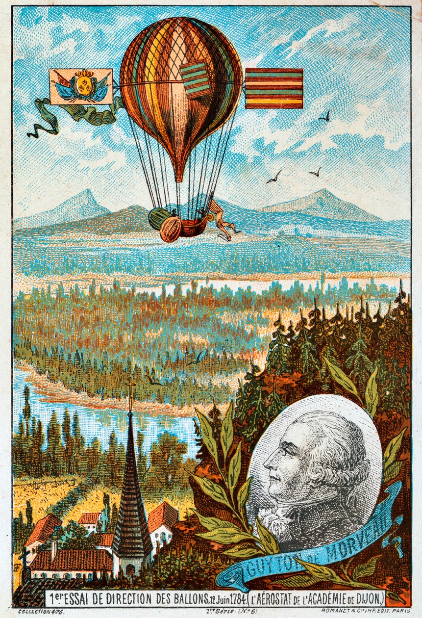 Første forsøg fra Guyton de Morveau på at dirigere en ballon, Dijon, Frankrig, 1784 1890