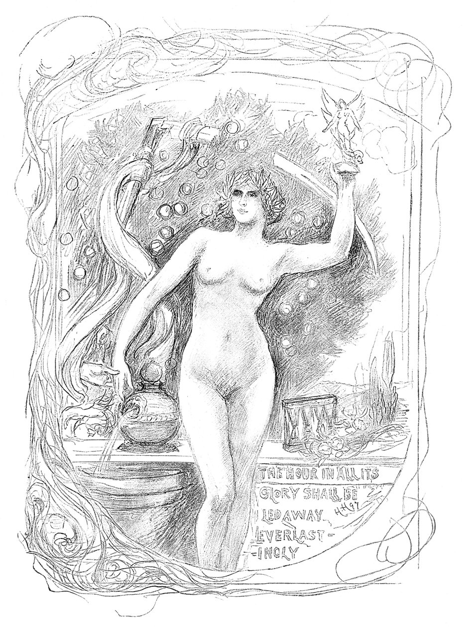 Første skitse til emaljen The Hour in All Its Glory Shall Be Led Away Everlastingly, 1899 af Unbekannt