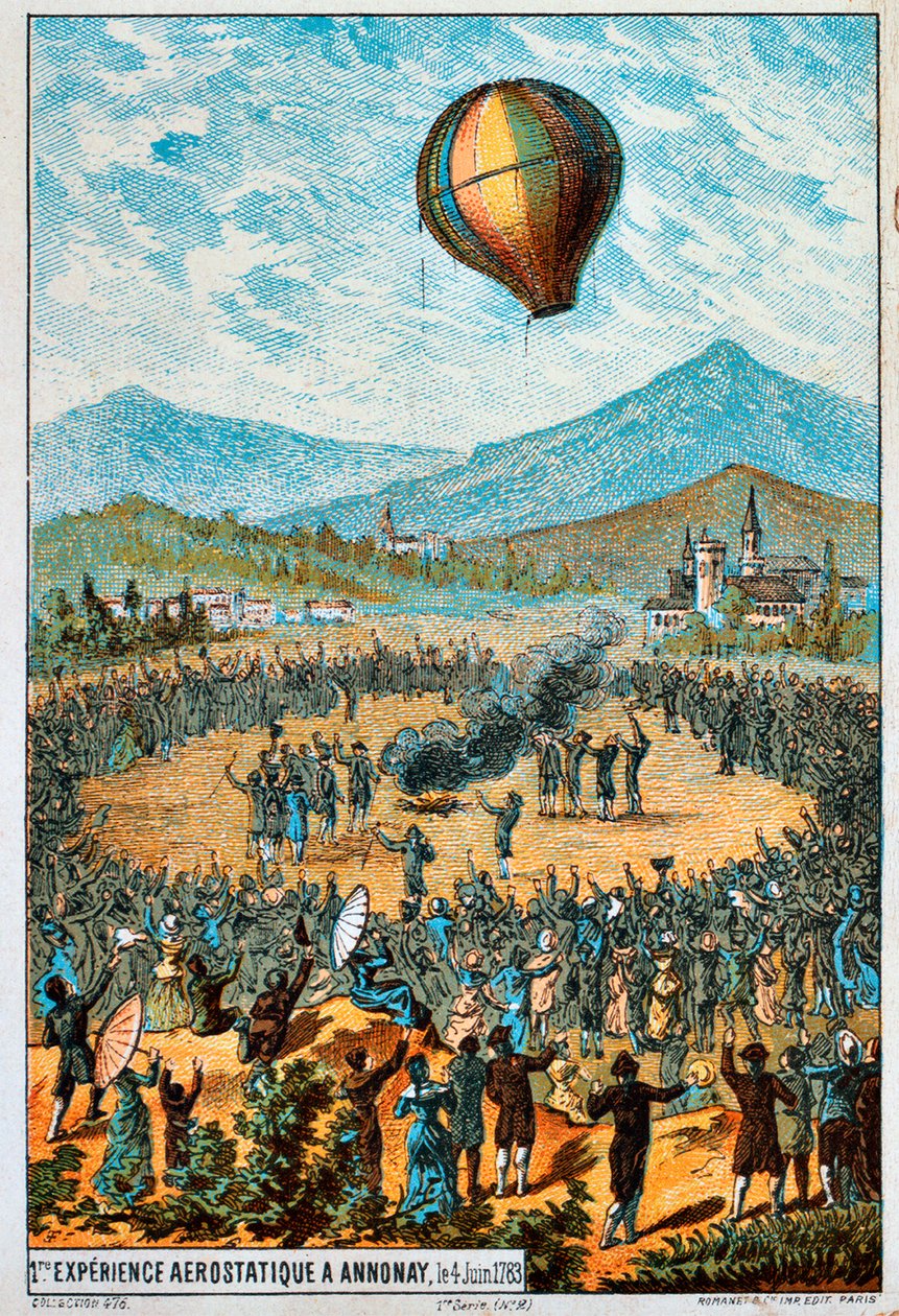 Første testflyvning af en luftballon i Annonay, Frankrig, 4. juni, 1783 1890