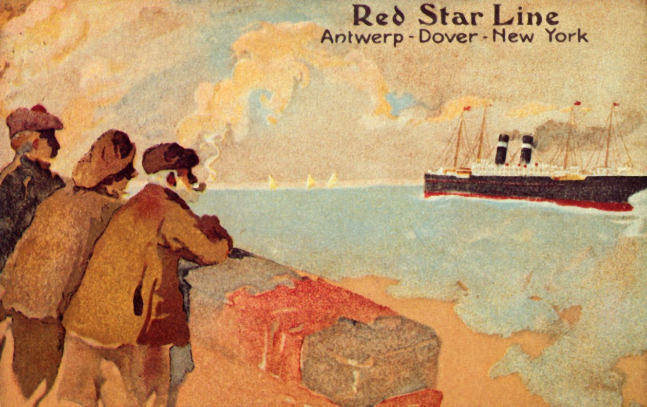 Fisker og sømænd ser på en Red Star oceanliner, c1900. af Unbekannt